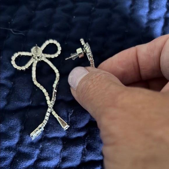 Sincerely Jules Silver Bow Drop Earrings - Picture 2 of 3